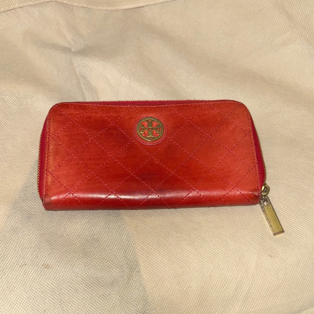 Tory Burch Cherry Quilted Leather Wallet